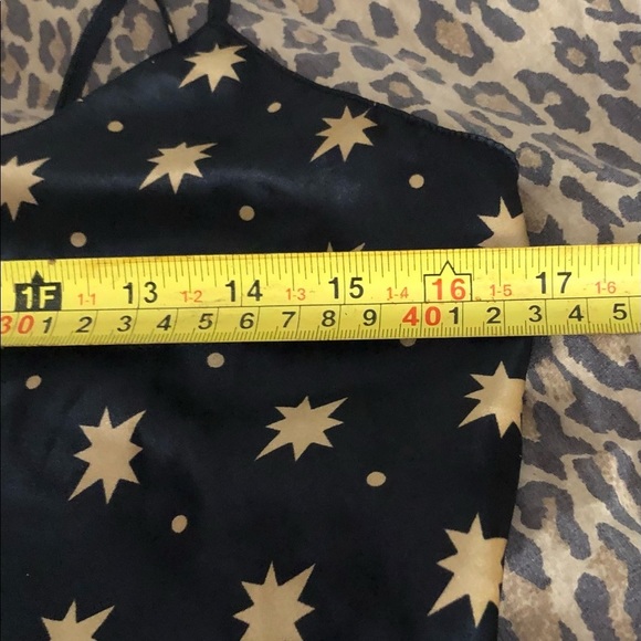 Isadora size large navy / black satin adjustable camisole w/ gold stars print - Picture 3 of 9